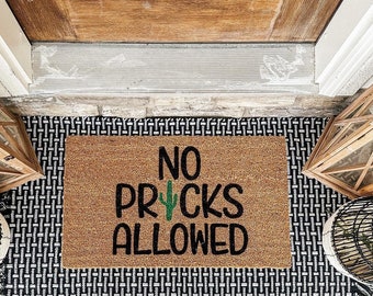 No Pricks Allowed Doormat | Funny Welcome Mat | Cactus, Arizona House Doormat | Welcome Mat | House warming gift | Rug | Home Gift
