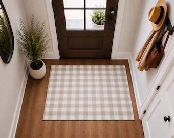 Tapis vichy gris pierre