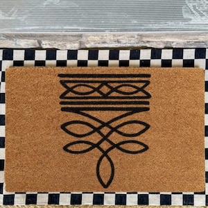 Paillasson personnalisé | Paillasson western avec point de botte | Cadeau de mariage + Black Check