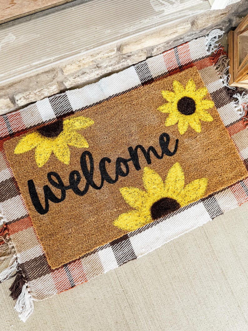 Sunflower Welcome Mat | Custom Doormat | Coir 18X30 Rug