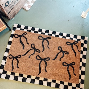 Coquette Bows Custom Door Mat | Welcome Rug for new apartment or house