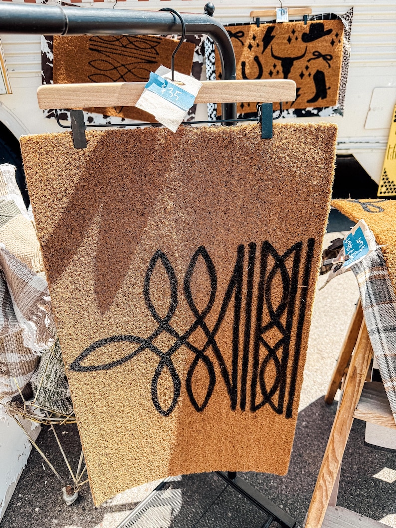 Paillasson personnalisé | Paillasson western avec point de botte | Cadeau de mariage Doormat Only