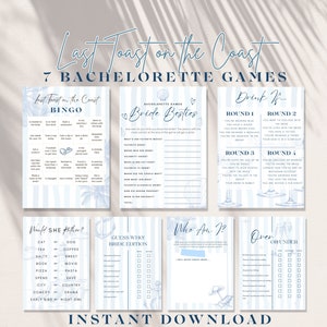 Last Toast on the Coast Bachelorette Games, Bach Party Instant Download, Bridal Party Weekend, Coastal Beach Bride, Printable At Home Bundle