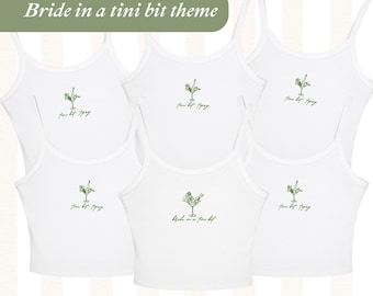 Bride in a Tini Bit Tank Top | Tini Bit Tipsy Bachelorette Matching Martini Crop Tops