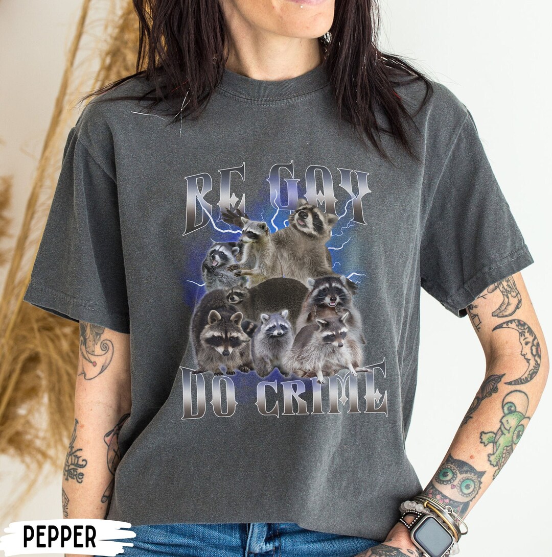 Be Gay Do Crime Raccoon Shirt, Gay Pride Tshirt, 90s Bootleg Aesthetic ...