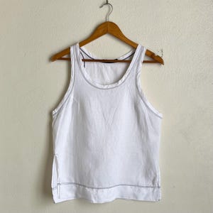 BASSIKE Womens White Linen Tank Top