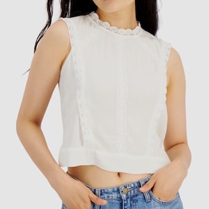 Neon Soul Victoria Lace Front Tie Back Tank in White - Size L-XL