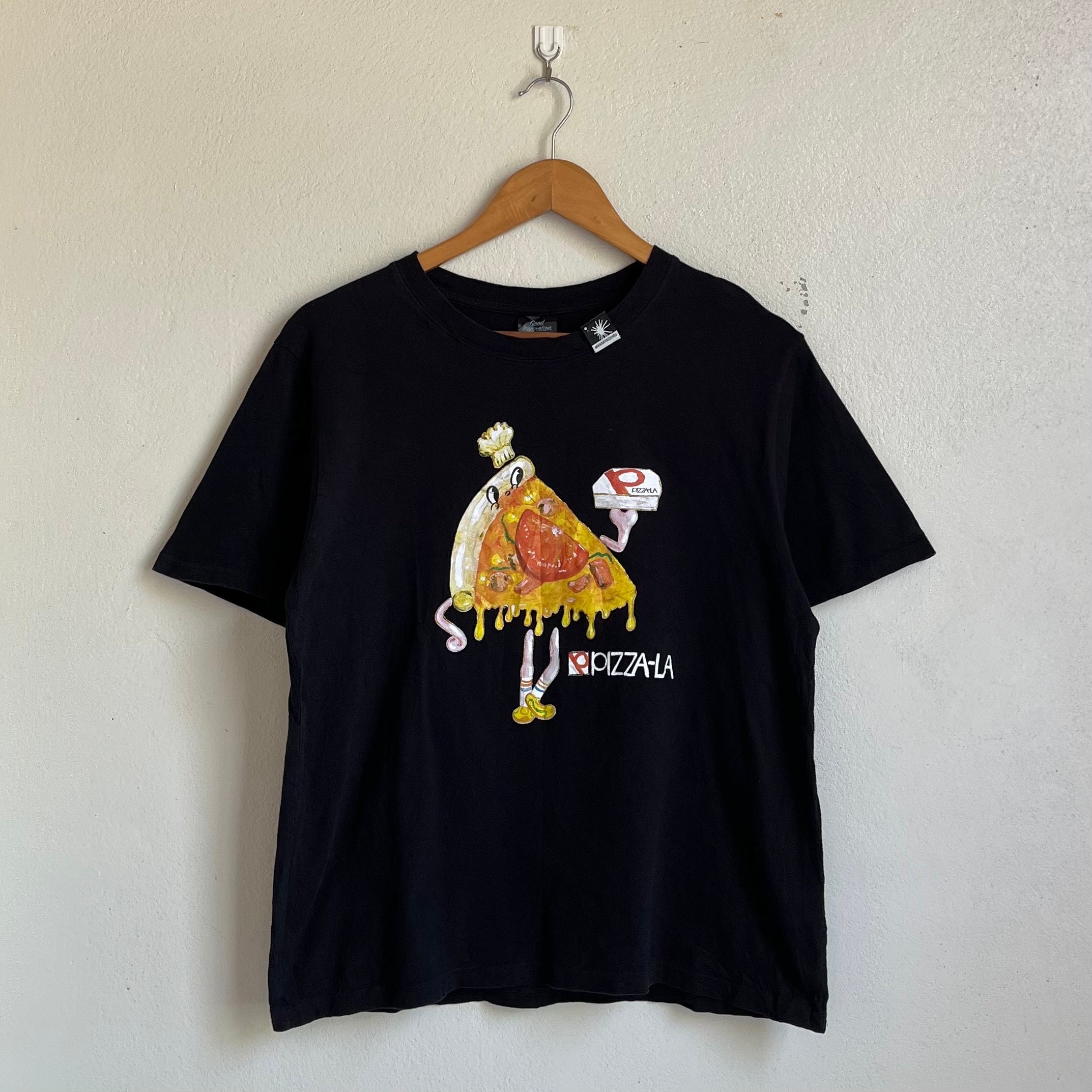 Mihara Yasuhiro X GU Pizza-la Cotton Black T-shirt - Etsy