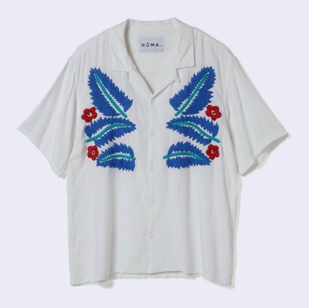 NOMA T.d. Leaf Hand Embroidery Shirt White - Etsy