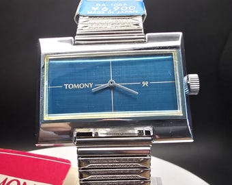Orologio da polso vintage SEIKO-TOMONY a carica manuale, ultra raro!!! GIAPPONE, quadrante blu in madreperla -