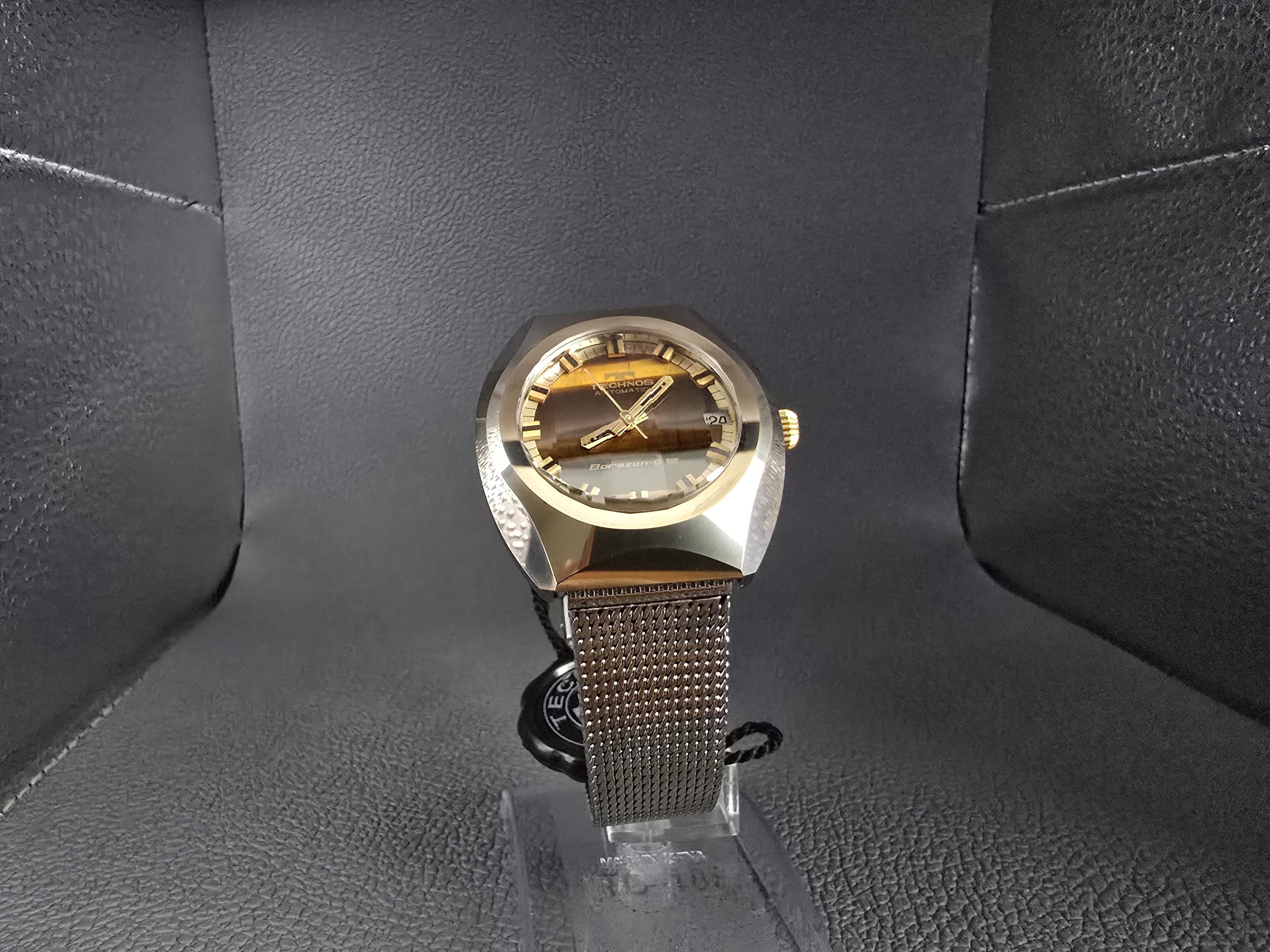 Vintage Technos Borazon-g Automatic Watch, Tiger's Eye Dial, Swiss
