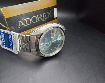 Vintage Automatic Watch Citizen Adorex Faceted Glass , Old Sock