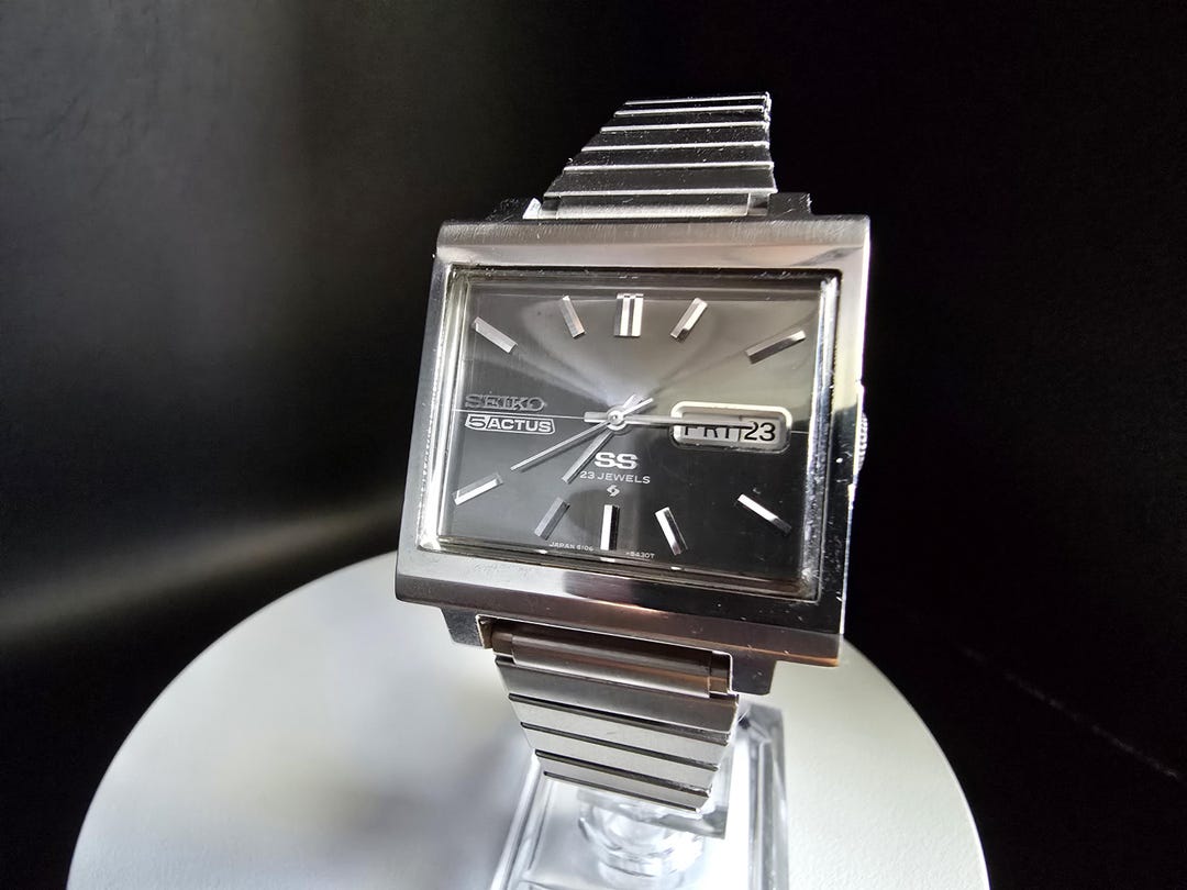 Vintage Seiko 5 Actus Automatic Watch, Square Black Dial, Japan