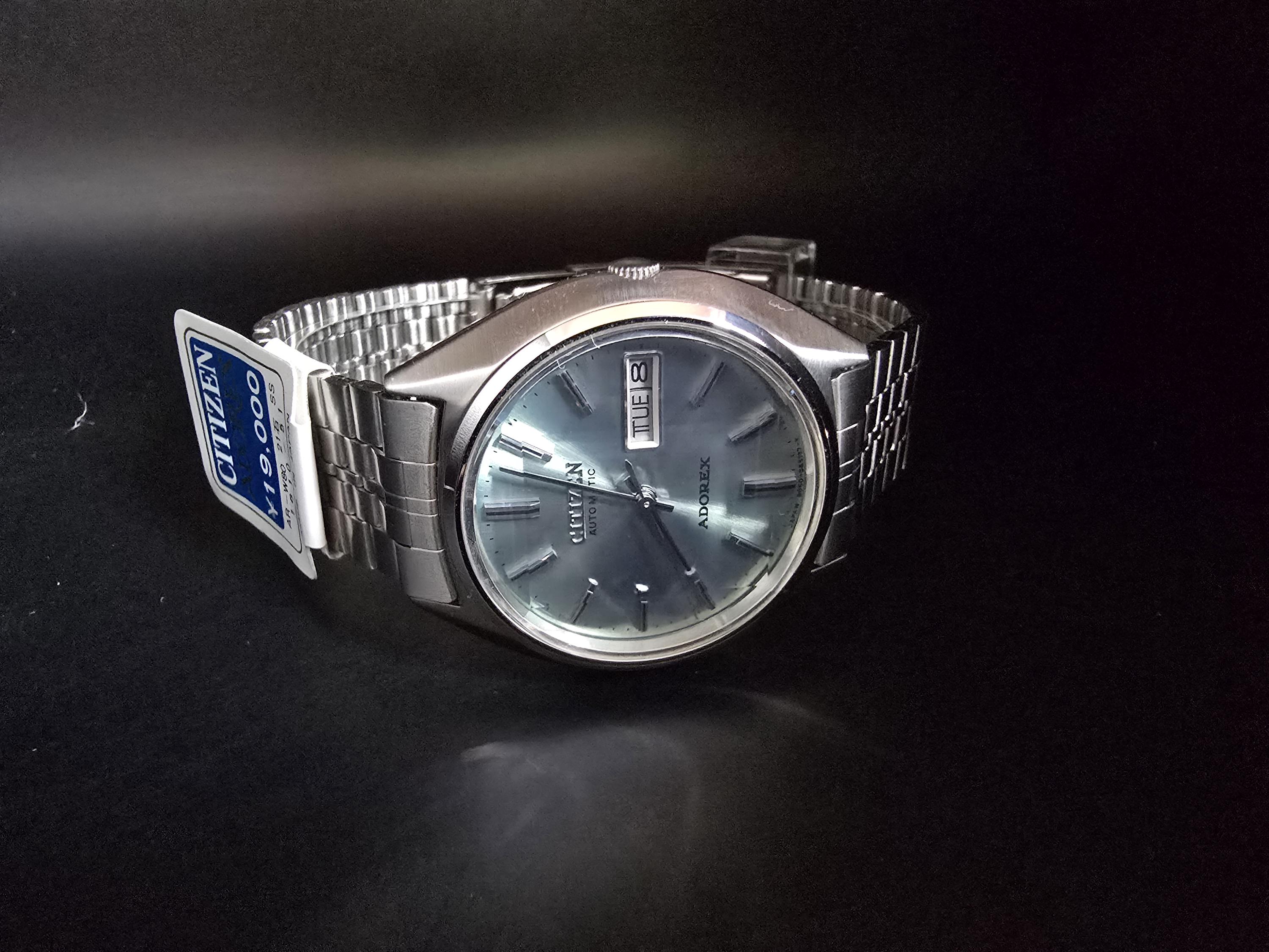Vintage Automatic Watch Citizen Adorex Faceted Glass , Old Sock 