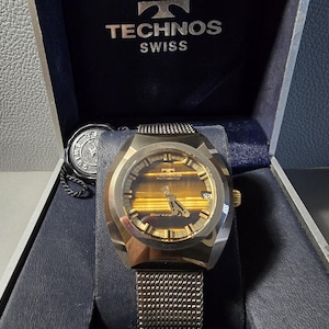 Vintage Technos Borazon-G Automatic Watch, Tiger's Eye Dial, Swiss Made