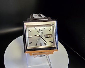 Orologio automatico Seiko Actus vintage, quadrato, 21 rubini, prodotto in Giappone, raro!
