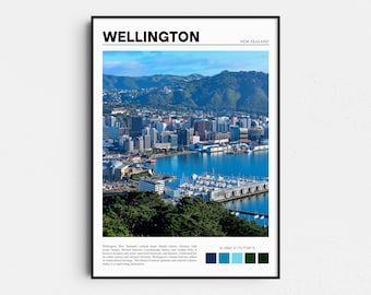 Impresión artística de Wellington, Nueva Zelanda, fotografía de viajes