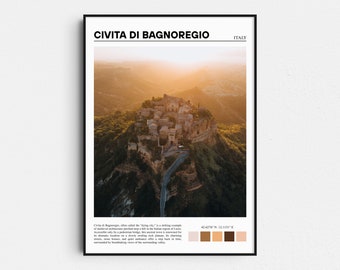 Civita di Bagnoregio Italia Foto de viaje, Hilltop Town Lámina artística