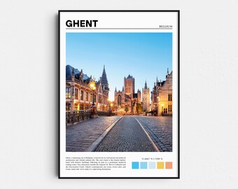 Impresión fotográfica de viajes de Gante, Bélgica: arquitectura medieval