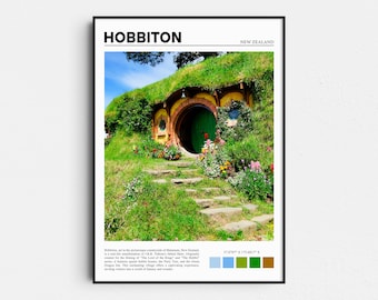 Impresión de Hobbiton, El Señor de los Anillos, Póster de viaje a Nueva Zelanda
