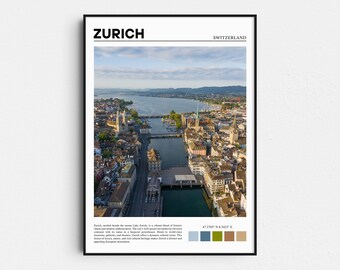 Foto real, impresión de Zúrich, arte mural de Zúrich, póster de Zúrich, foto de Zúrich, impresión de póster de Zúrich, decoración de Zúrich, Suiza
