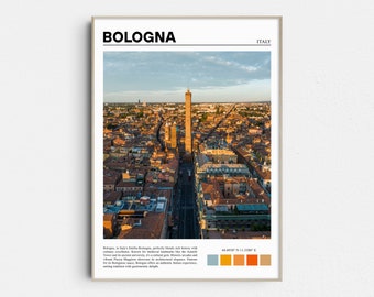 Impresión artística del atardecer en Bolonia, Italia, fotografía de viajes