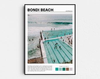Impresión de Bondi Beach, arte mural de Bondi Beach, impresión de Bondi, póster de Bondi, arte mural de Bondi, impresión artística de Bondi, Sídney, Australia, regalo de viaje
