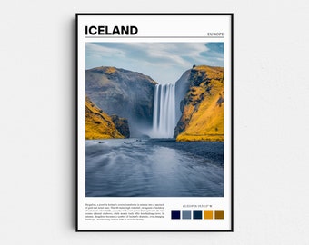 Impresión artística de la cascada Skogafoss, fotografía de viajes de Islandia