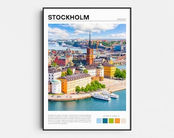 Impresión fotográfica del paisaje urbano de Estocolmo, póster de viaje a Suecia