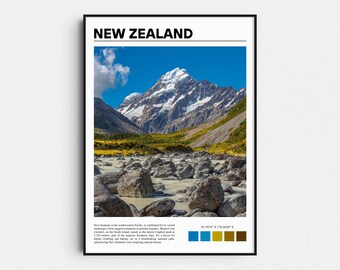 New Zealand Art Print, Aoraki Mount Cook, Travel Poster, New Zealand Art, Travel Gift, Travel Poster, Home Decor, New Zealand Wall Art