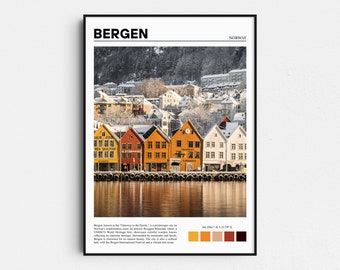 Fotografía de viaje de Bergen, Noruega, impresión artística moderna para decoración del hogar