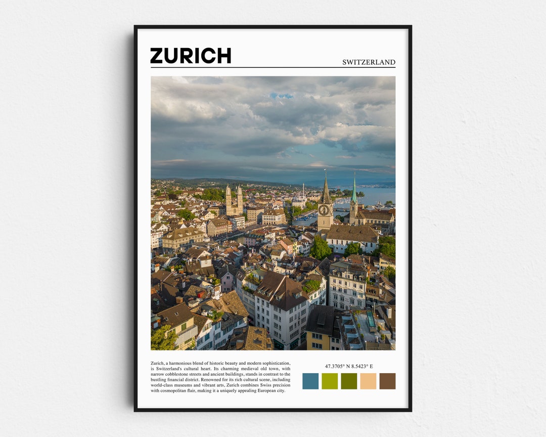 Zurich Print Zurich Poster Zurich Wall Art Switzerland Art Etsy