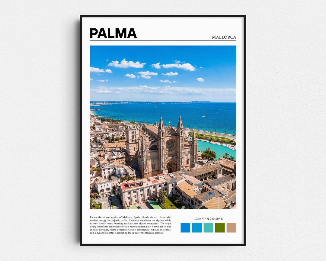 Mayorca Print Mallorca Print, Palma Cathedral, Mediterranean Coastal Wall Art, Spain ...