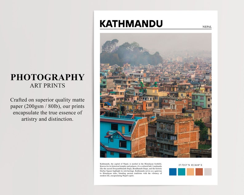 Kathmandu Print, Kathmandu Poster, Kathmandu Wall Art, Kathmandu Art