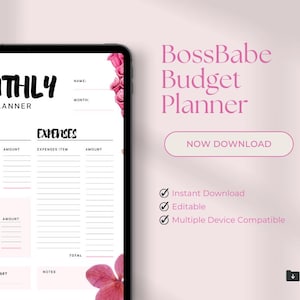 Boss Babe Monthly Budget Planner | Printable Finance Tracker | Pink Budgeting Template