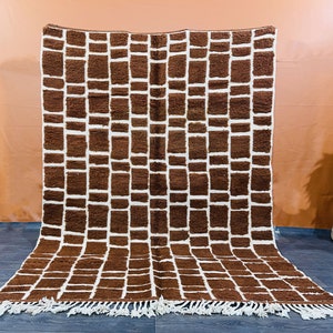Contemporary Moroccan Rug, Brown Moroccan Rug, Beni Ourain Rugs, Solid rug, Berber Carpet Brown, Custom Moroccan Rug