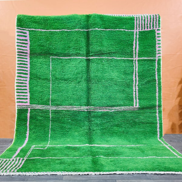 Soft Moroccan Green Rug, Beni Ourain Rugs, Rug For Living Room, Green Wool rug, Berber Carpet, Custom All Sizes Rug