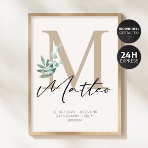 Geburtsposter, Geburtstafel, Download, Geburtsdaten, Geschenk, Geburt, Junge, Mädchen, Ausdrucken, A5, A4, A3, A2