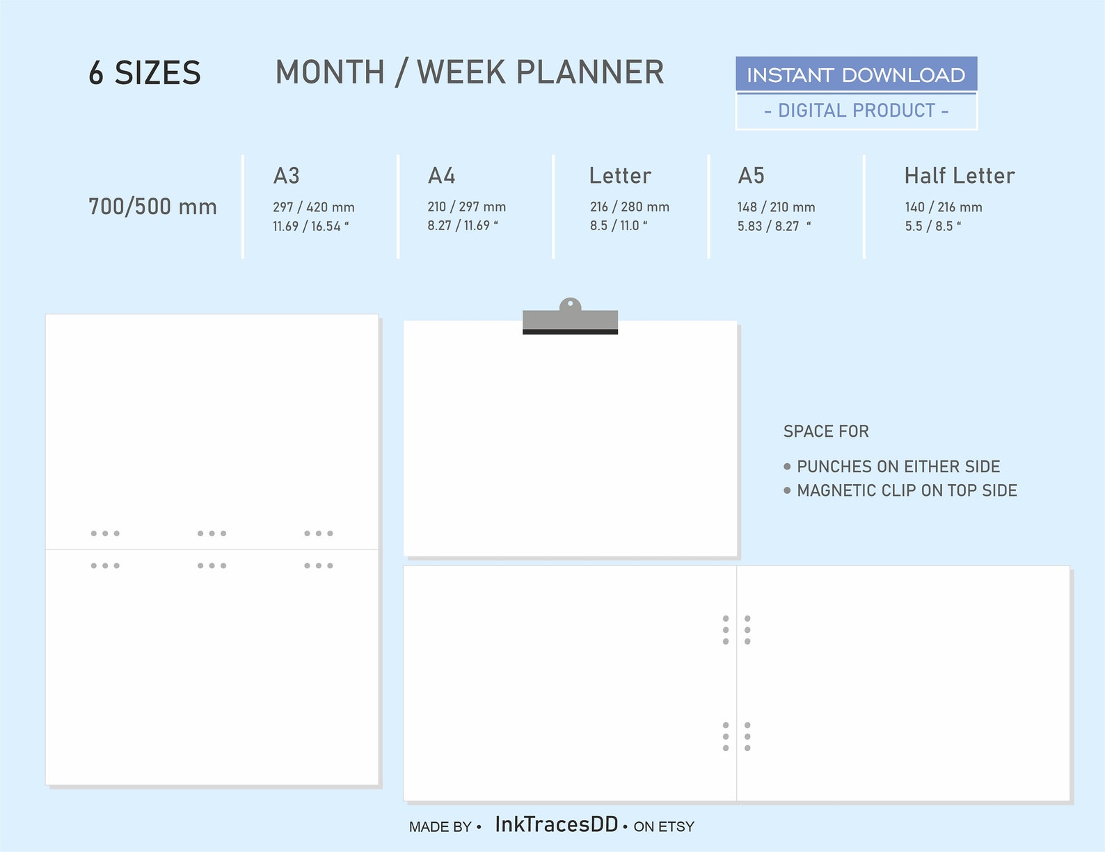 Printable Month Week Planner Minimalist Design Planner Week Instant ...