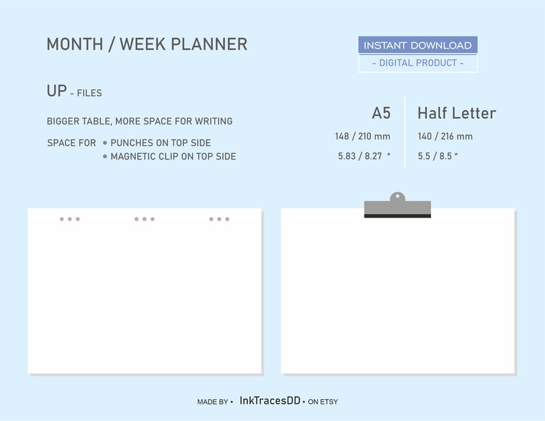 Printable Month Week Planner Minimalist Design Planner Week Instant ...