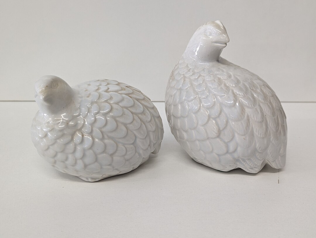 Pair of Porcelain Quail Figurines Etsy