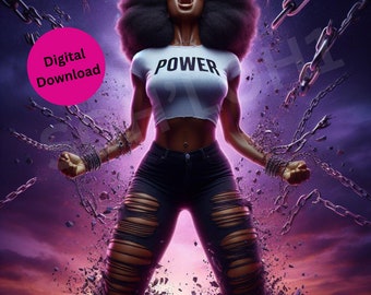 POWER 2, Black Woman Art Print, Printable Art, Instant Download, Digital File, Download Prints, Clip Art, Wall Art Print, Black Art, Art