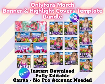 OnlyFans Spring Profile Banner and Highlight Cover Templates Bundle | Editable Canva Adult Creators Flyers