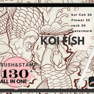 Procreate Koi Fish Brush Set: Japansk tatueringskonst (digital nedladdning)