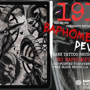 Devil Procreate Brush Set | Dark Tattoo Designs, Pentagram Symbols (Digital Download)