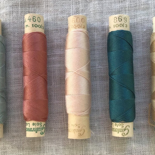 Gutermann “Laska” natural silk thread. Vintage. Lots of 5 or 10 coils, order desired colors (available in the table) by message.