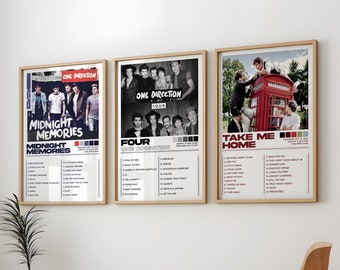 Confezione da 3 poster dei One Direction, copertina artistica degli album dei One Direction, stampa murale, poster 1D, set di 3 poster dei One Direction, quattro poster