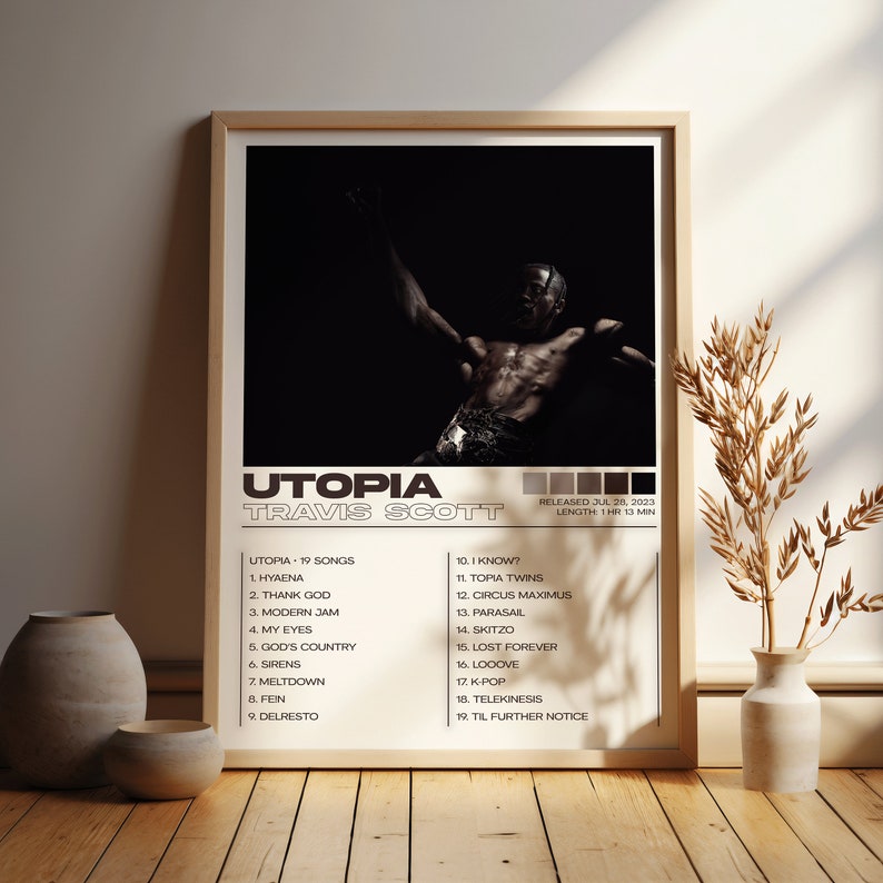 Travis Scott Poster 3 Pack, Travis Scott Album Art Cover Wanddruck Gemälde, Travis Scott Set 3 Poster, Utopia, Astroworld, Rodeo Bild 3