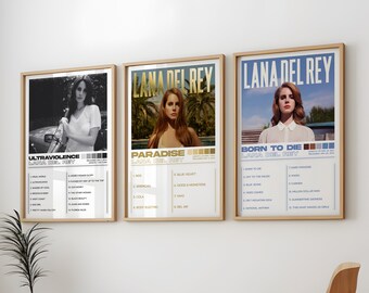 Lana Del Rey Posters 3 Pack, Lana Del Rey Albums Art Cover Wall Print Painting, Lana Del Rey Set of 3 Posters, Born To Die, Ultraviolence