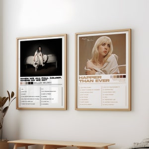 Billie Eilish Posters 2 Pack, Billie Eilish Albums Art Cover Wall Print Painting, Billie Eilish Set van 2 Posters, Gelukkiger dan ooit Poster afbeelding 1